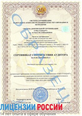 Образец сертификата соответствия аудитора №ST.RU.EXP.00006191-3 Ольга Сертификат ISO 50001